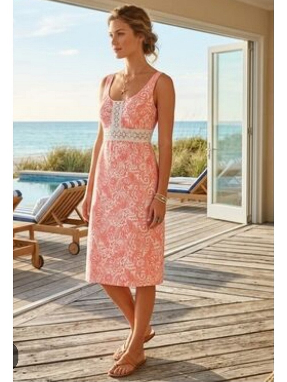 Vineyard Vines Seahorse Seashell Novelty Print Shift Dress Resortwear Coastal 8